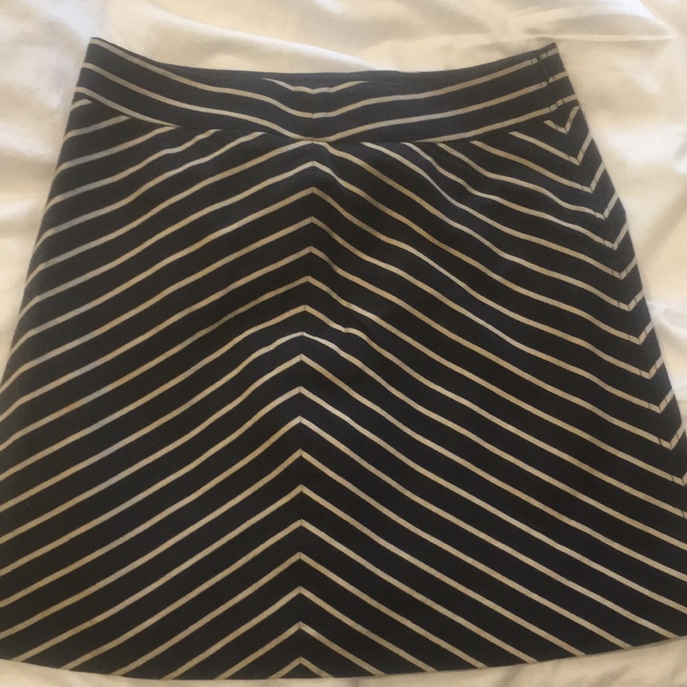 Limited Blue & Cream Striped Cotton A Line Skirt